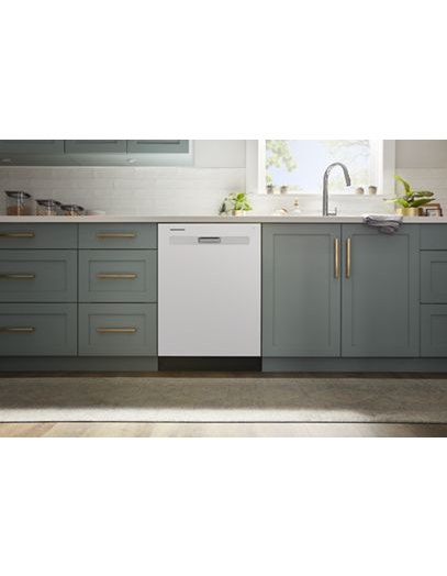 Quiet Dishwasher with Boost Cycle and Pocket Handle
