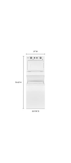 3.5 cu.ft Long Vent Electric Stacked Laundry Center 9 Wash cycles and AutoDry™