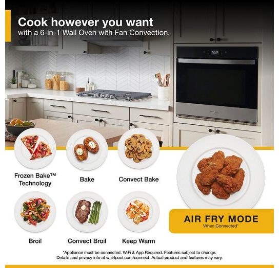 5.0 Cu. Ft. Single Wall Oven with Air Fry When Connected.
