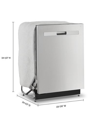 Quiet Dishwasher with 3rd Rack and Pocket Handle