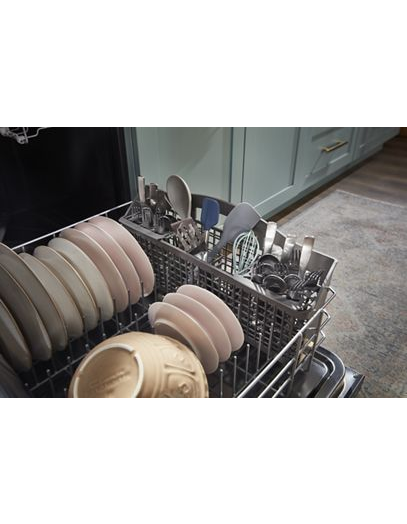 Quiet Dishwasher with Boost Cycle and Pocket Handle
