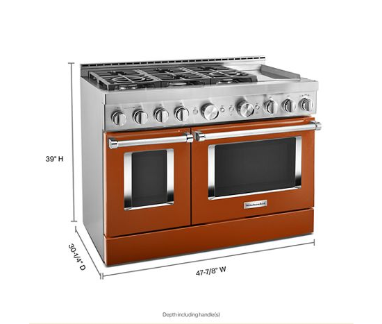 KitchenAid 48'' Smart Commercial-Style Gas Range with Griddle