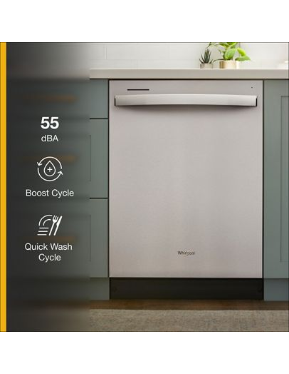 Quiet Dishwasher with Boost Cycle and Extended Soak Cycle.