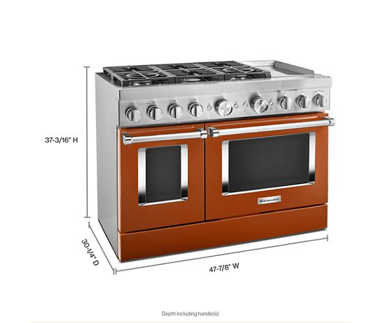 KitchenAid 48'' Smart Commercial-Style Dual Fuel Range with Griddle