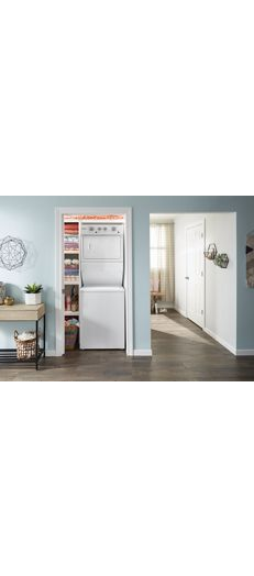 3.5 cu.ft Long Vent Electric Stacked Laundry Center 9 Wash cycles and AutoDry™