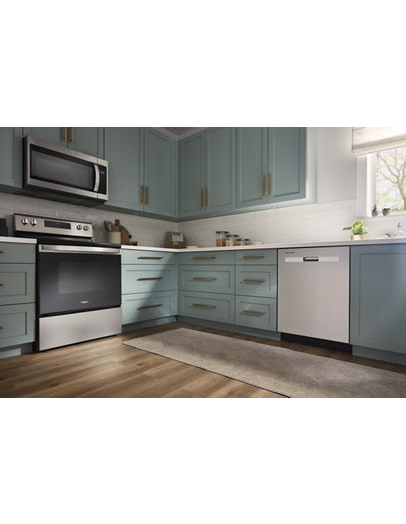 Quiet Dishwasher with Boost Cycle and Pocket Handle