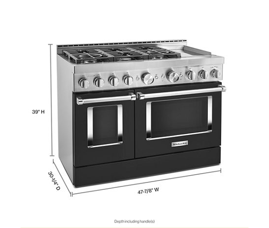 KitchenAid 48'' Smart Commercial-Style Gas Range with Griddle