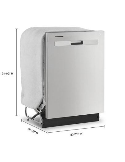Quiet Dishwasher with Boost Cycle and Pocket Handle