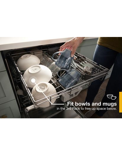 Fingerprint Resistant Quiet Dishwasher with 3rd Rack & Large Capacity