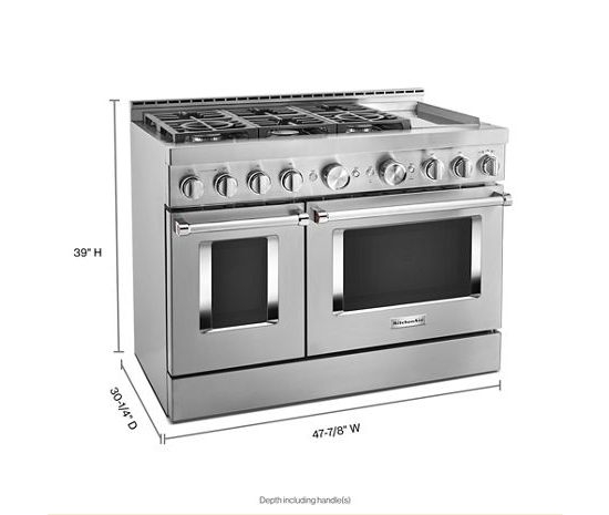 KitchenAid 48'' Smart Commercial-Style Gas Range with Griddle