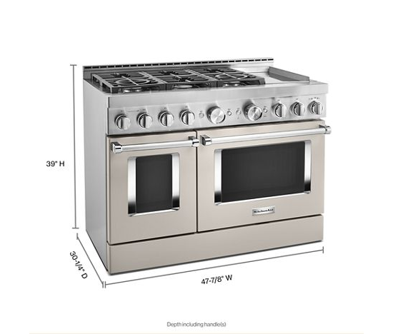 KitchenAid 48'' Smart Commercial-Style Gas Range with Griddle