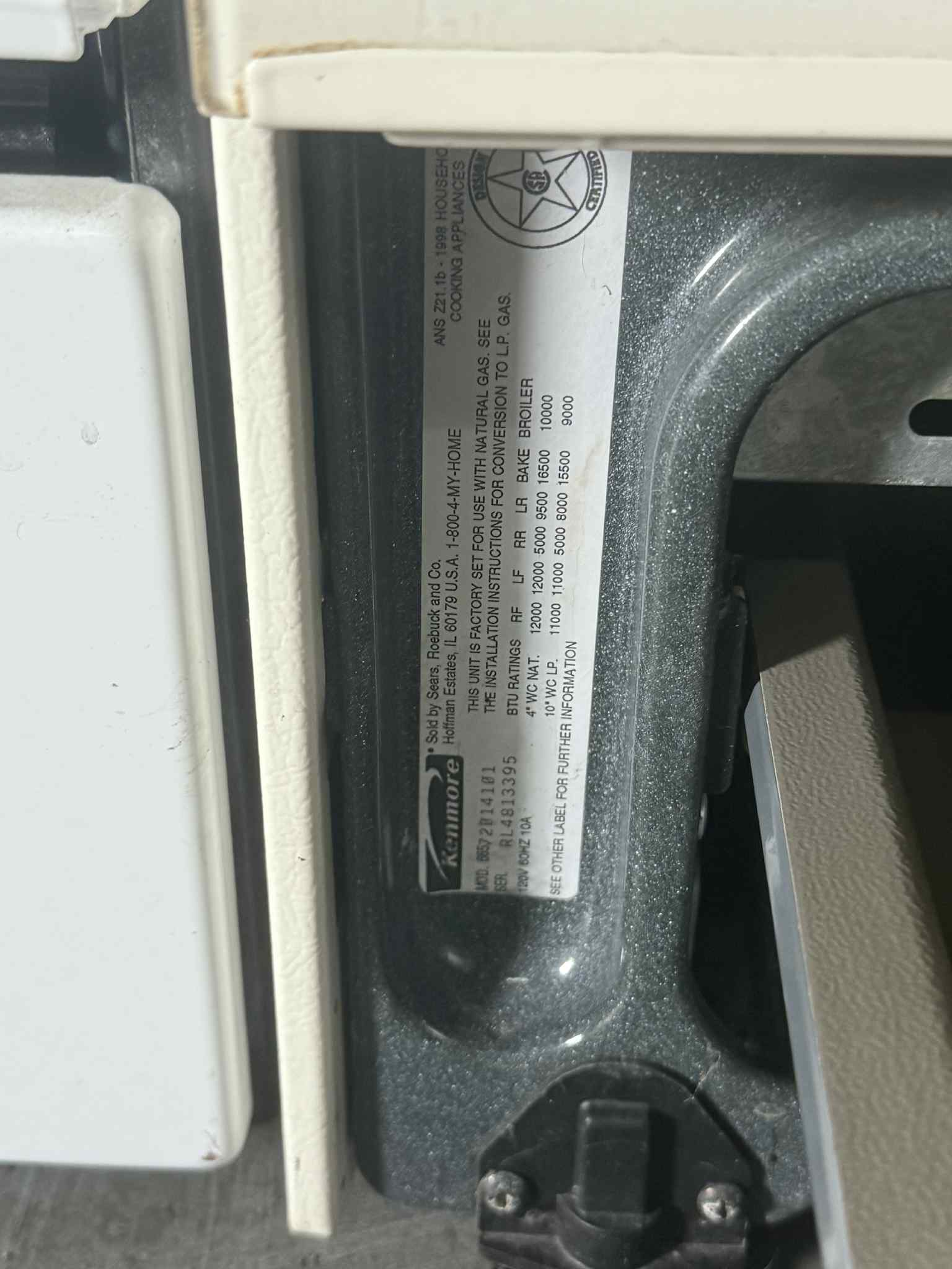 Kenmore  gas range 